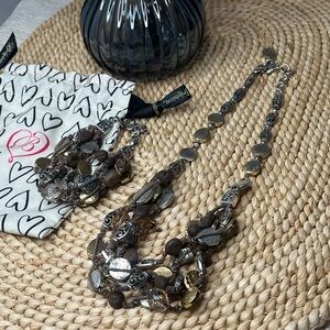 Brighton Riviera Brown and Gold Layered Beaded Necklace & Bracelet